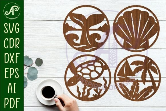 Download Ocean, Nautical Coasters, Laser Cut 3 - Premium Bundle