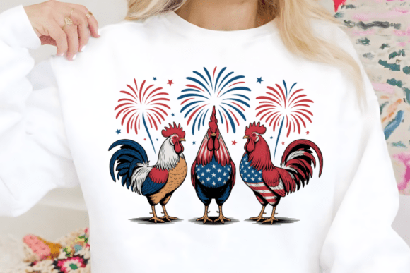 Download Patriotic Rooster with Fireworks PNG - Premium Bundle