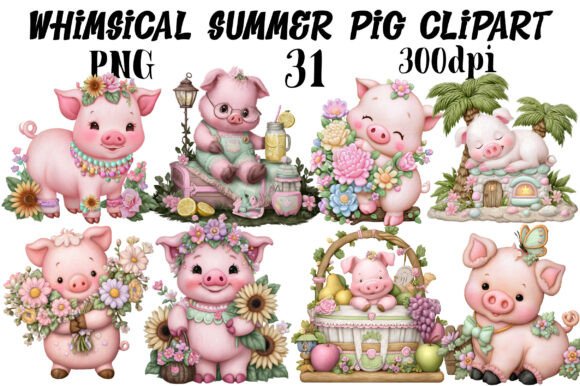 Download Whimsical Summer Pig Clipart - Premium Resources