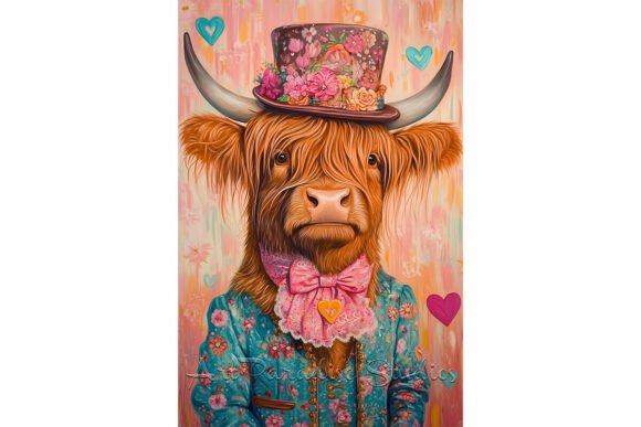 Download Romantic Highland Cow Farm Decor Art - Decor Collection