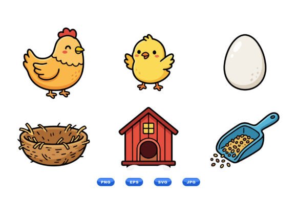 Download Cute Farm Chicken Clipart Set - Premium Resources