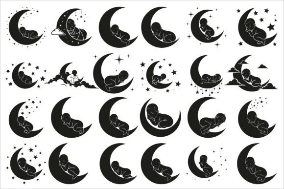 Download Adorable Sleeping Moon Baby Decor Design - Decor Collection