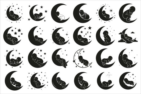 Download Adorable Sleeping Moon Baby Decor Design - Decor Collection