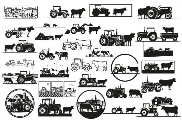 Download Rustic Farm Tractor and Cow Wall Panel - Wall panel Collection